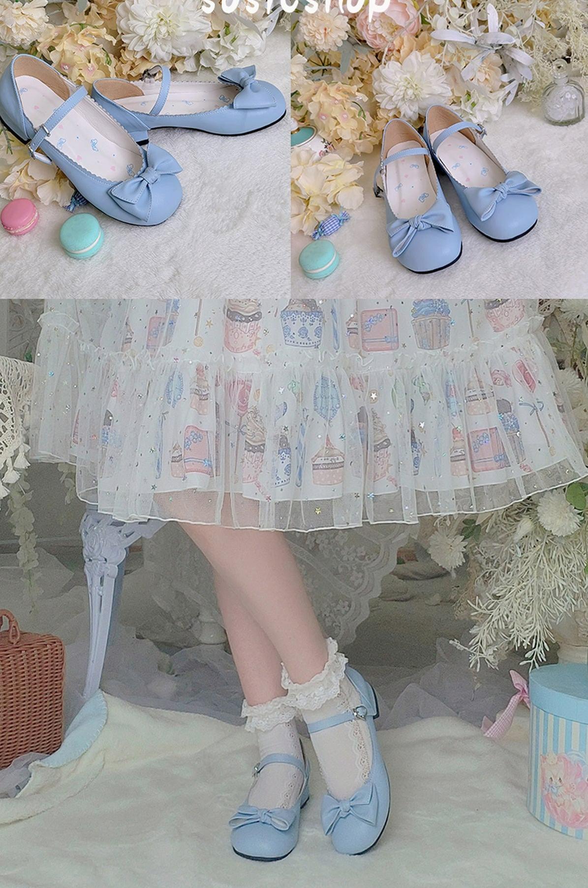 Sosic - Kawaii Lolita Bow Falt Shoes