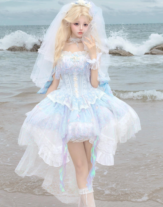 Qianmu - MermaidTears - Wedding Lolita JSK Dress, Ocean Theme