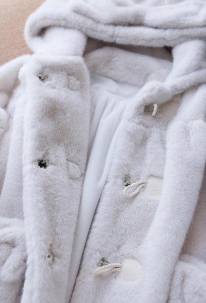 MIST - Cream Cheese - Winter Kawaii Lolita Overcoat Thickened Hooded Loose Outwear