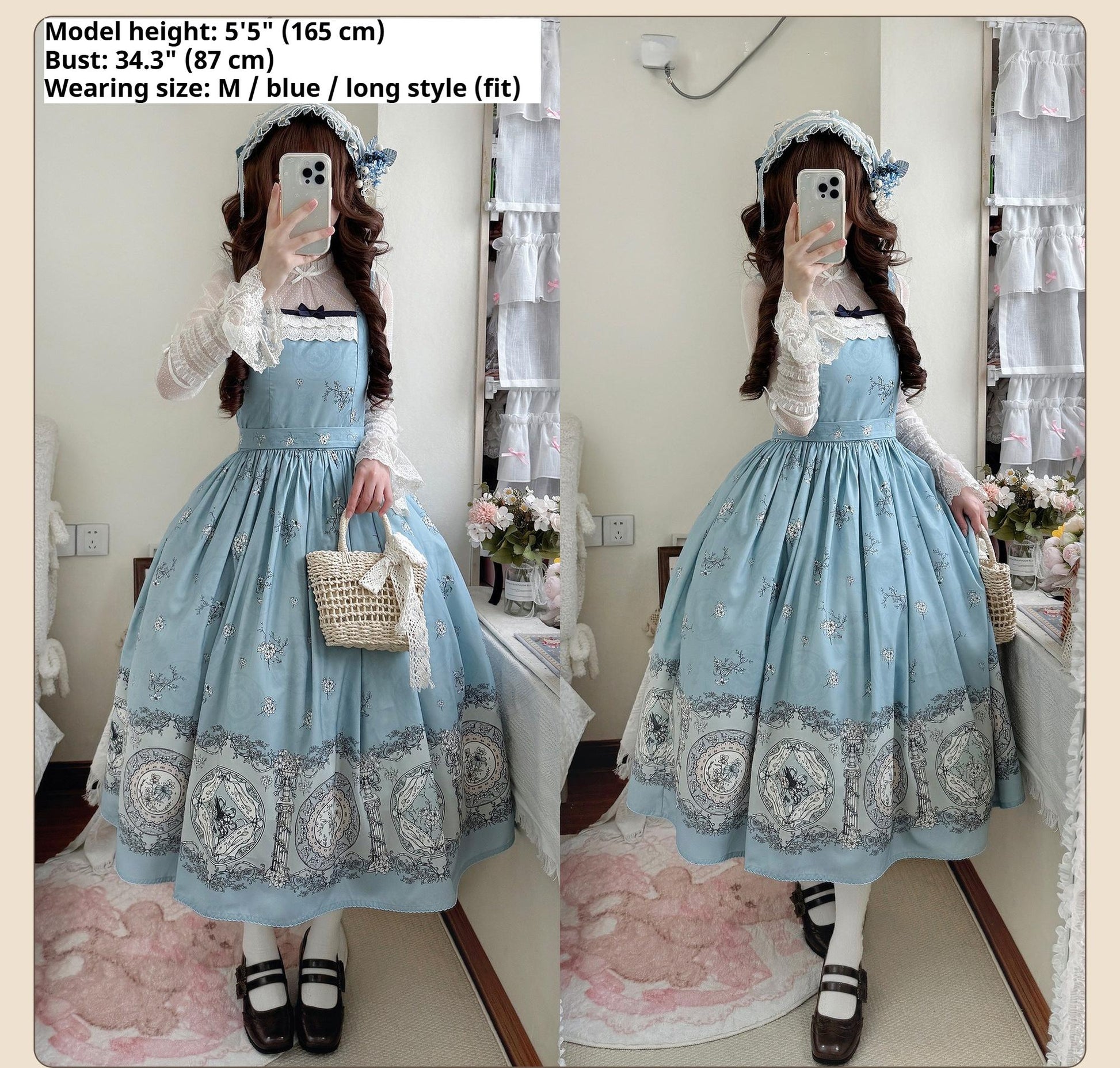 DreamWhale - Small Porcelain Plate - Classic Lolita JSK Printed Dress