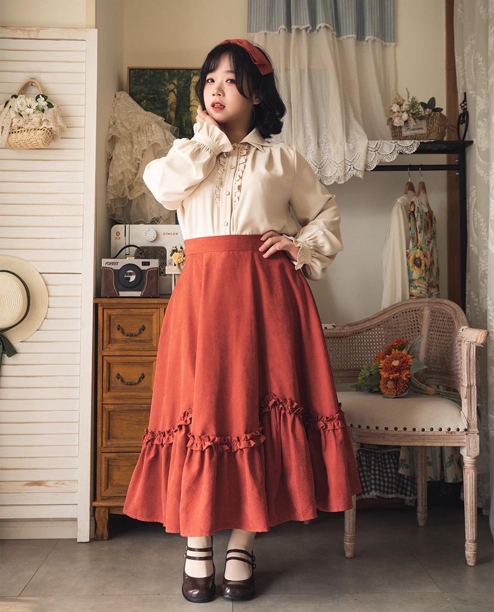 Forest Wardrobe - Forest Basket - Elegant Lolita Skirt Retro Classic Petal Swing Skirt
