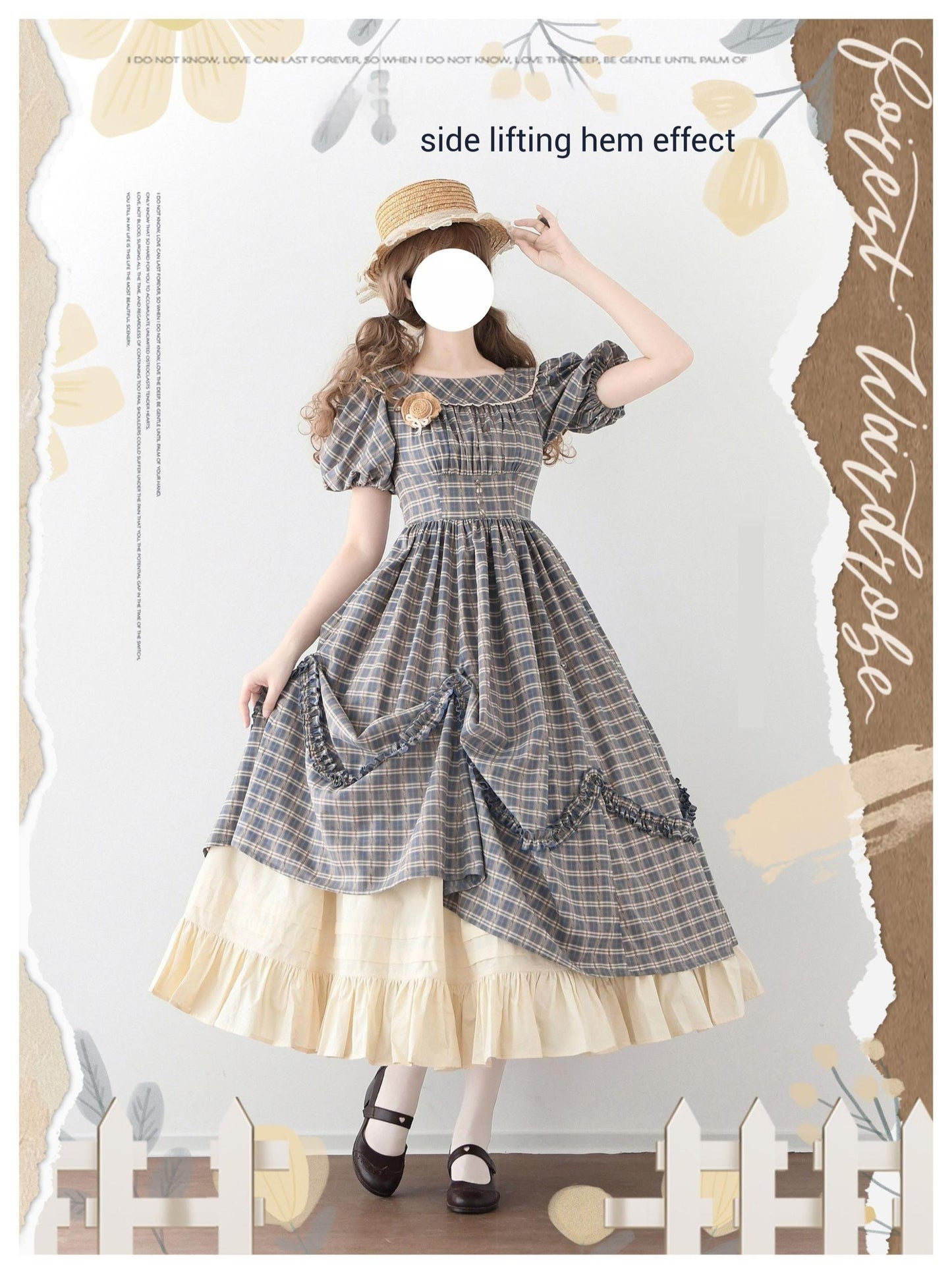 Forest Wardrobe - Forest Picnic - Classic Lolita OP Dress with Off-Shoulder and Lifting Hem