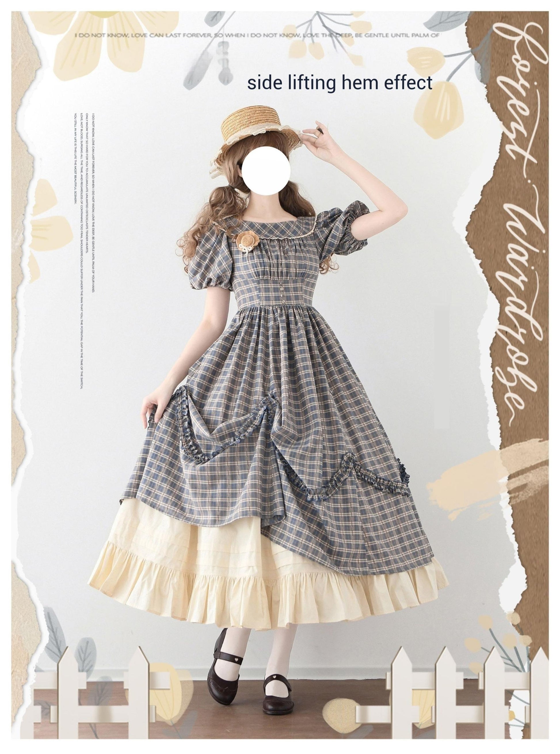 Forest Wardrobe - Forest Picnic - Classic Lolita OP Dress with Off-Shoulder and Lifting Hem