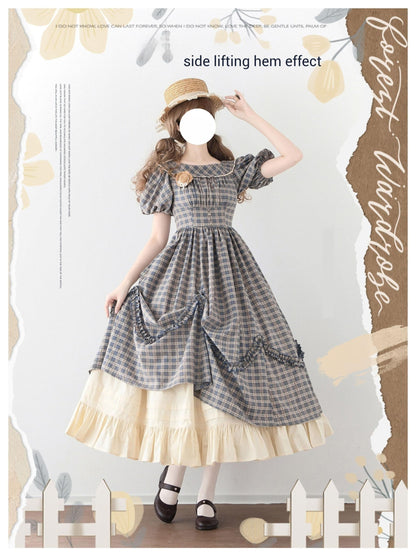 Forest Wardrobe - Forest Picnic - Classic Lolita OP Dress with Off-Shoulder and Lifting Hem