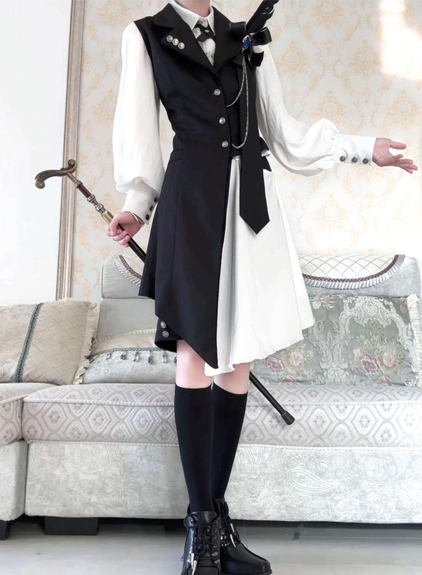 CastleToo - Black Tea Concerto - Ouji Lolita Outfit, Long Vest & Jacket