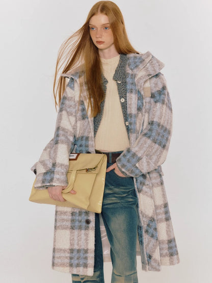 Hooded plaid coat【s0000005070】