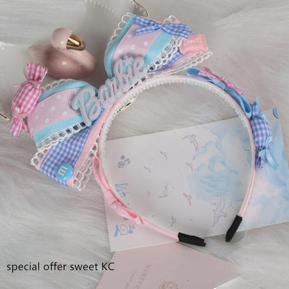 Manmeng - Pink and Blue Sweet Lolita Bow Headwear