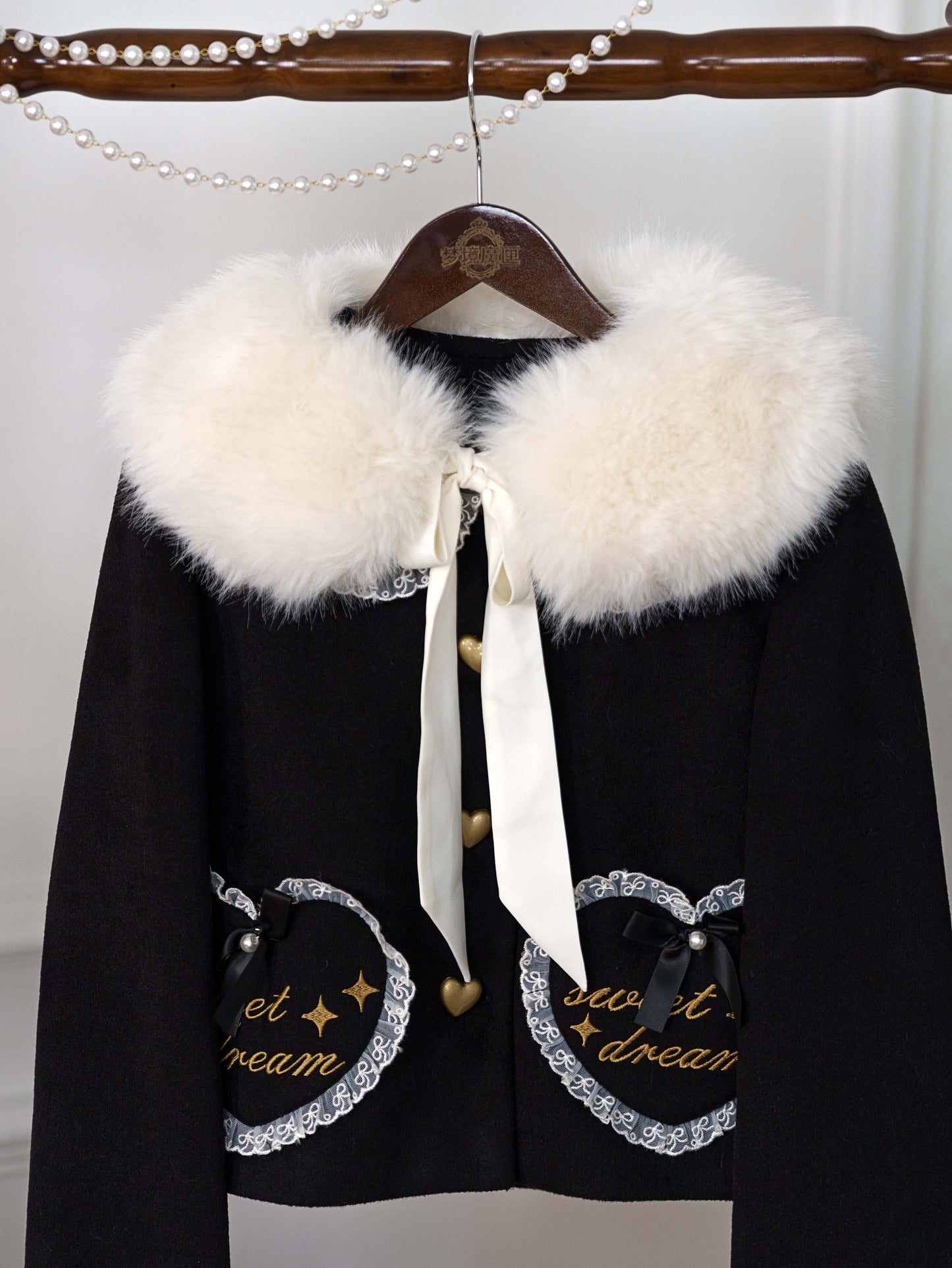 Dream Magic Box - Milk Puff - Winter Fleece-lined Sweet Lolita Coat, Detachable Collar