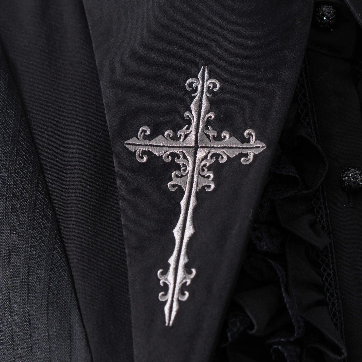 Lilizi - Redemption Song - Gothic Lolita OP Dress Cross Embroidery Tiered Hem