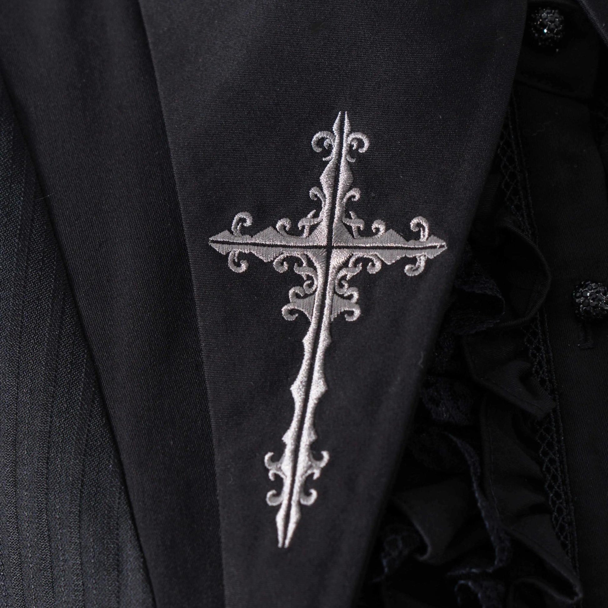 Lilizi - Redemption Song - Gothic Lolita OP Dress Cross Embroidery Tiered Hem