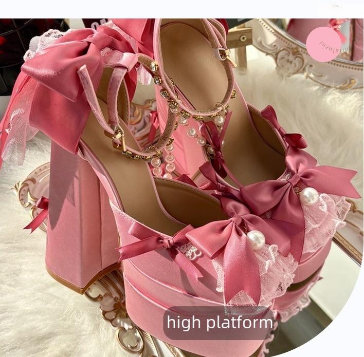 Sky Rabbit - Bowknot Dream - 14 CM Sweet Lolita High Platform Shoes with Chunky Heel
