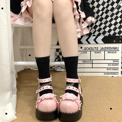 Beauty Bunny - Sweet Academy - Gothic Lolita Shoes Thick Sole Y2K Lolita Shoes