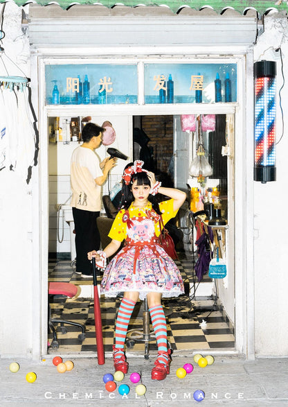 Chemical Romance - Sweetheart Doll Machine - Sweet Lolita Printed Salopette