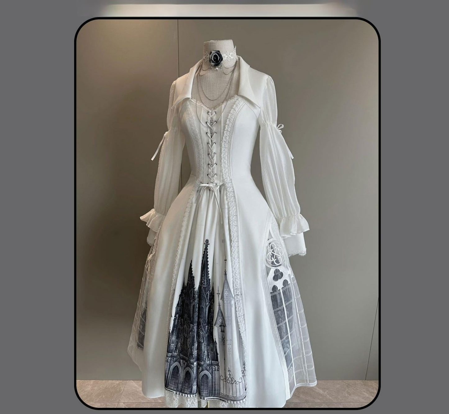 Susin Lolita - Night Traveler - Gothic Lolita Skirt Outfit Long Coat Shirt and Bustier Set