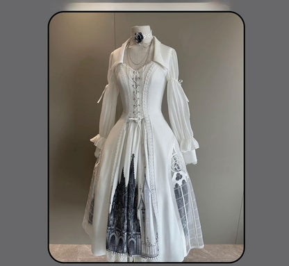Susin Lolita - Night Traveler - Gothic Lolita Skirt Long Coat Long-Sleeved Shirt and Bustier
