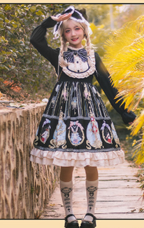 Niu Niu - Easter - Plus Size Lolita Dress Black Long Sleeve Vintage OP