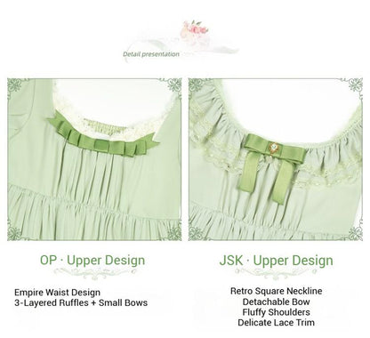 With PUJI - Blooming Rose - Chiffon Classic Lolita Dress Set Painting Styled OP & JSK