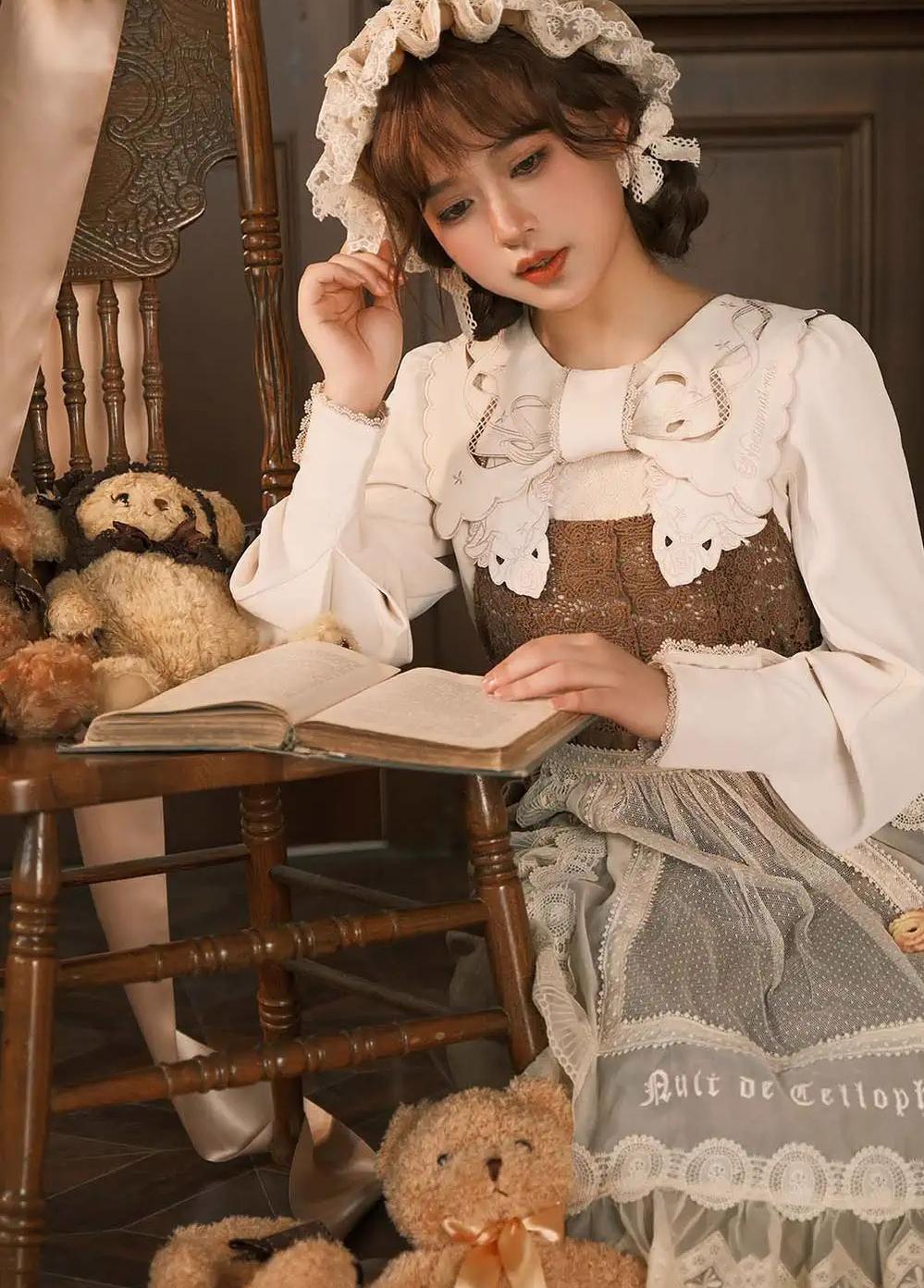 ZeeYe - Night Rose - Classic Lolita Shirt Double Layer Bow Embroidered Versatile Blouse