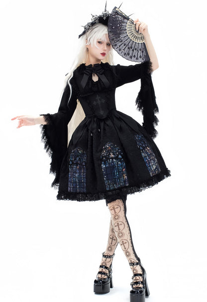 Susin Lolita - Night Traveler - Gothic Lolita Skirt Outfit Long Coat Shirt and Bustier Set