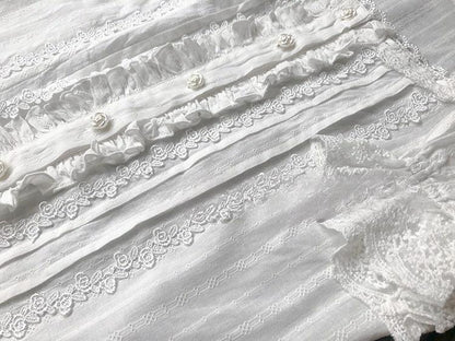 Dawn and Morning - White Elegant Lolita Shirt French Style Lolita Innerwear