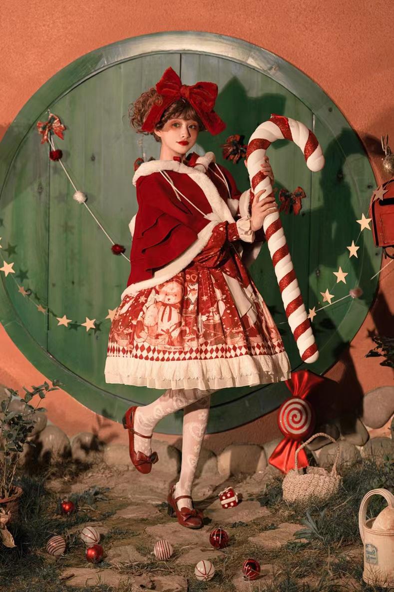 Your Princess - Bear Gift - Kawaii Lolita Christmas Dress and Cape