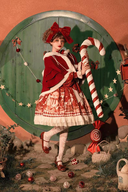 Your Princess - Bear Gift - Kawaii Lolita Christmas Dress and Cape