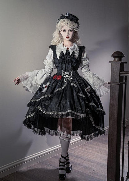 CastleToo - Night Rose - Elegant Ouji Lolita Suits, JSK / Shorts