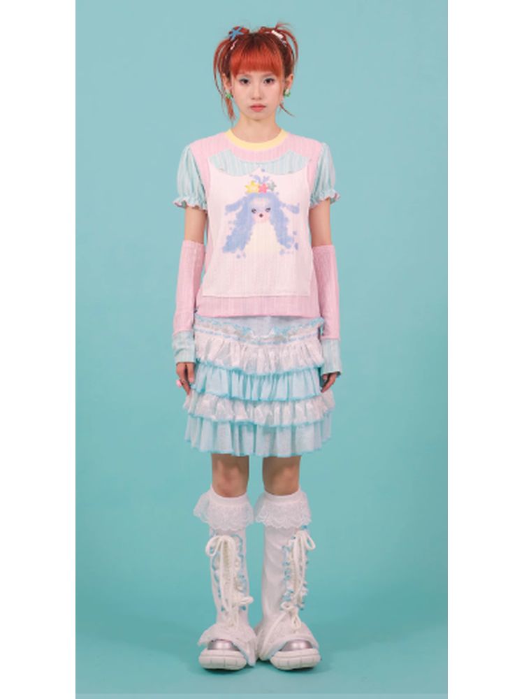 Ruffled Lace Blue Cake Skirt【s0000002770】