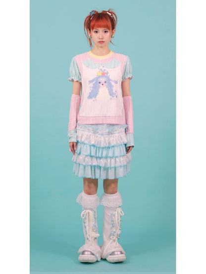 Ruffled Lace Blue Cake Skirt【s0000002770】