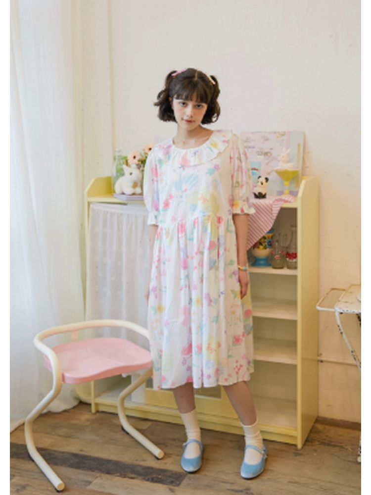 Loose Chiffon Short-sleeved Dress 【s0000002486】