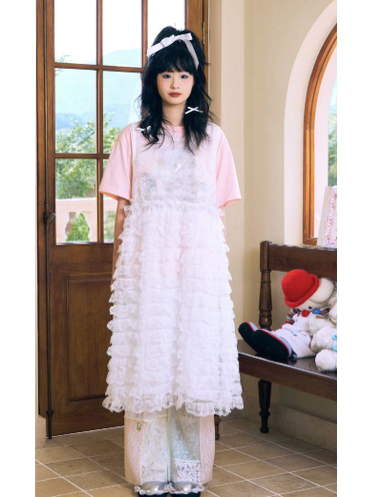 Mesh Lace Hem Dress【s0000002636】