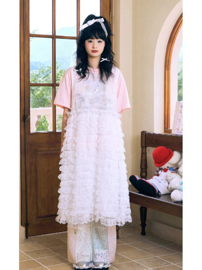 Mesh Lace Hem Dress【s0000002636】