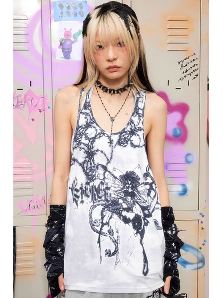 Butterfly Fairy Print Tank Top【s0000002607】