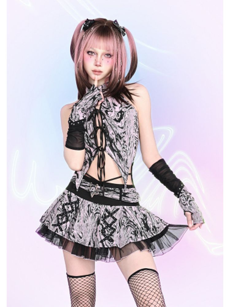 Low waist A-line pleated skirt【s0000002456】