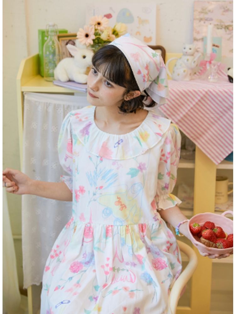 Loose Chiffon Short-sleeved Dress 【s0000002486】