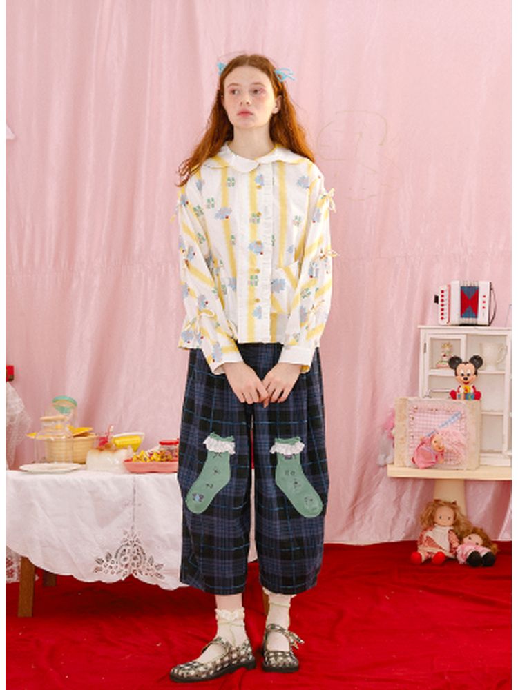 Illustration Print Stripe Shirt【s0000001563】