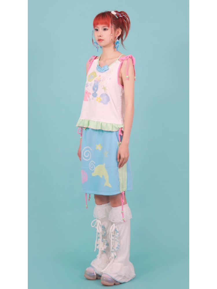 Cute dolphin print skirt【s0000002773】