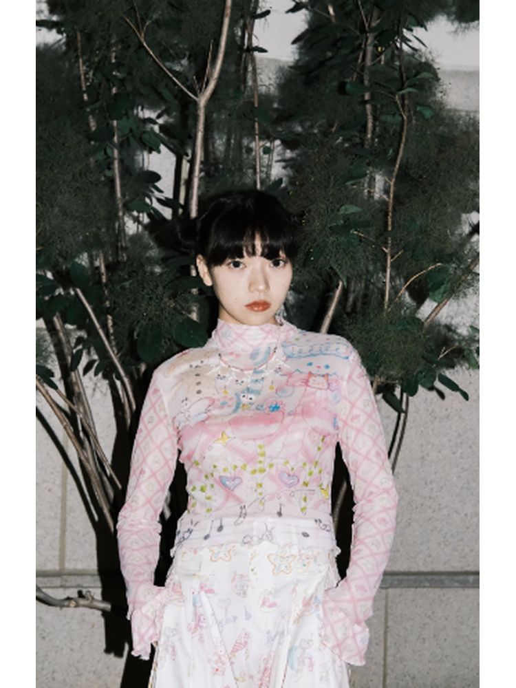 Hand-painted puppy tulip print shirt【s0000002805】