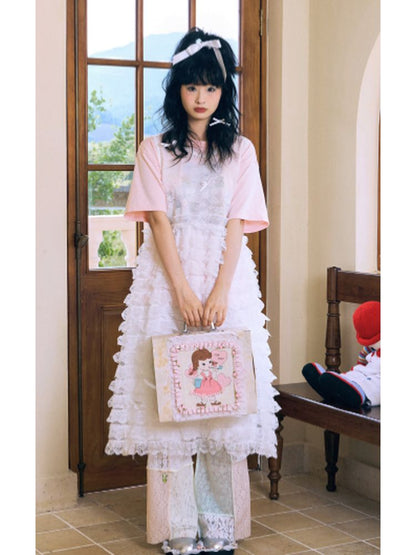 Mesh Lace Hem Dress【s0000002636】