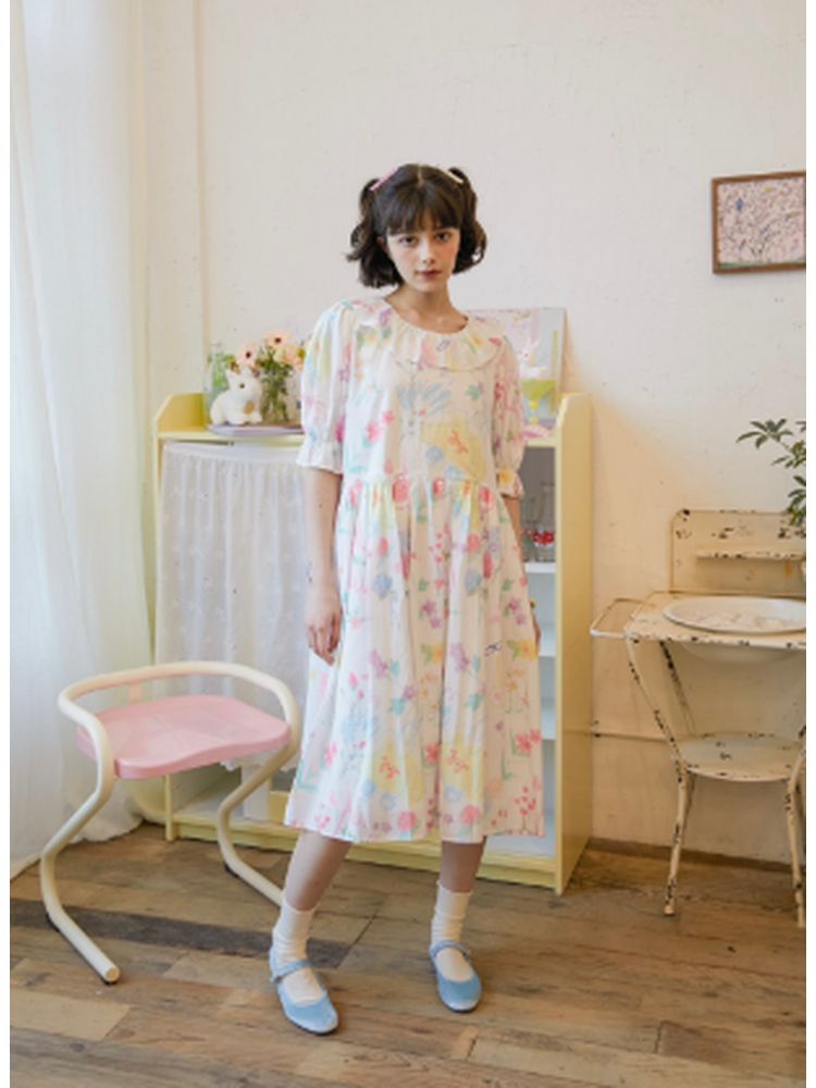 Loose Chiffon Short-sleeved Dress 【s0000002486】