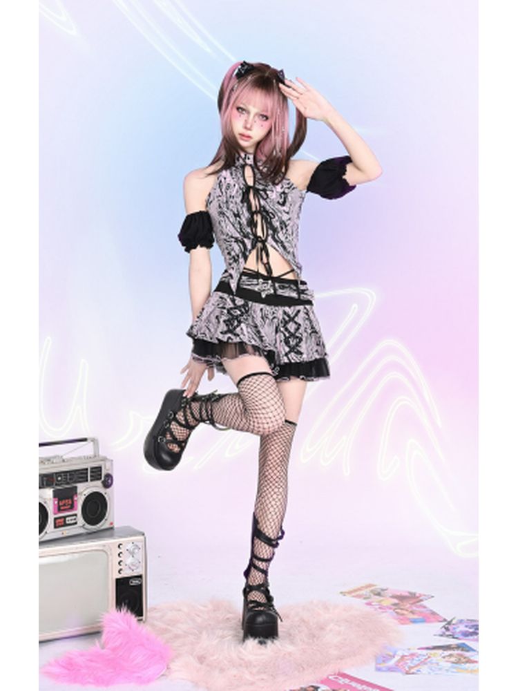 Low waist A-line pleated skirt【s0000002456】