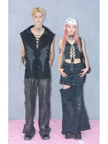 Detachable denim a-line skirt 【s0000002815】