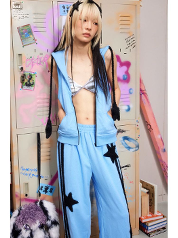 Star decoration hooded vest【s0000002597】