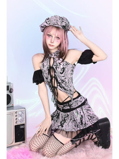 Low waist A-line pleated skirt【s0000002456】