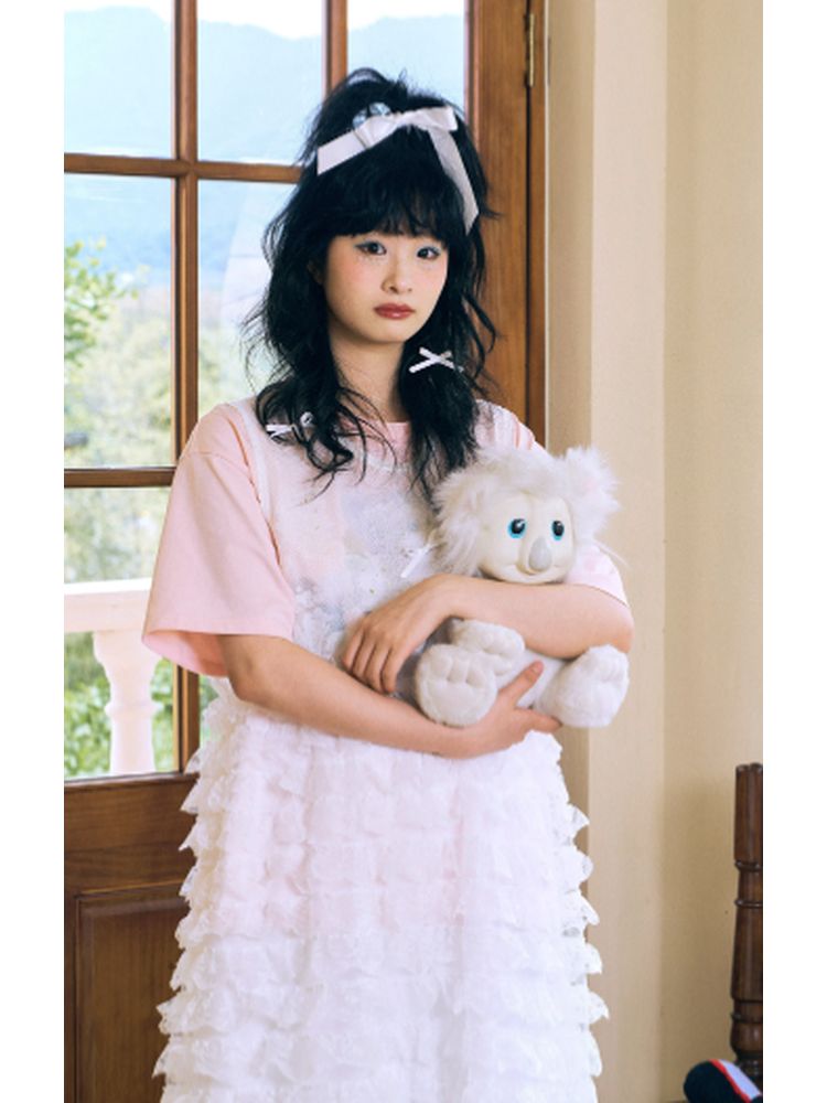 Mesh Lace Hem Dress【s0000002636】