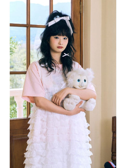 Mesh Lace Hem Dress【s0000002636】