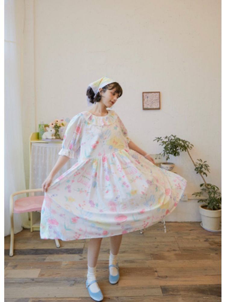 Loose Chiffon Short-sleeved Dress 【s0000002486】