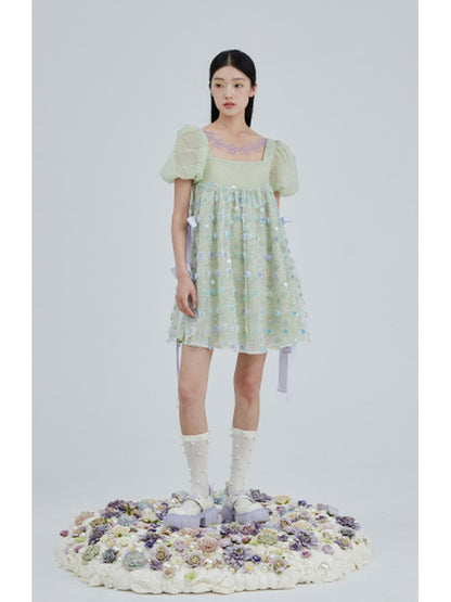 Flower embroidery doll skirt 【s0000001968】