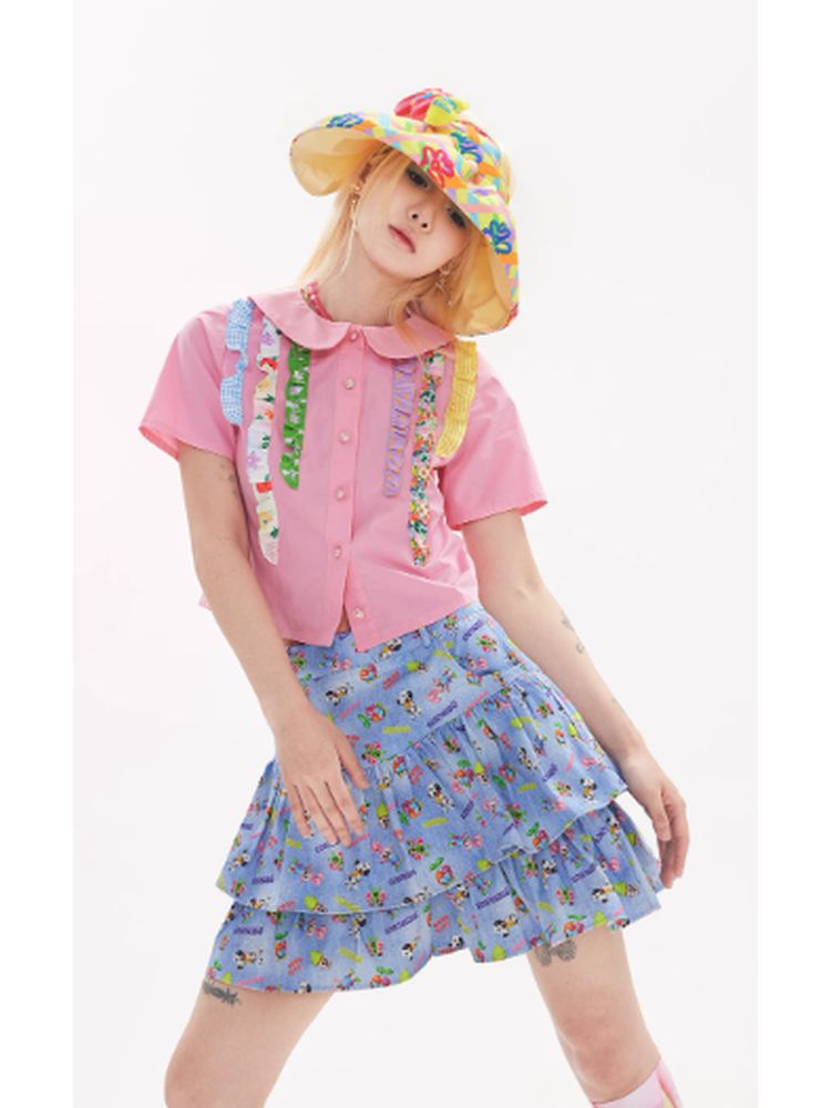 Plaid flower summer hat【s0000002762】