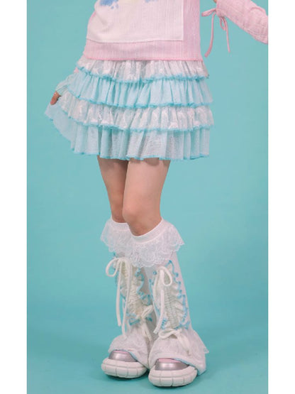 Ruffled Lace Blue Cake Skirt【s0000002770】